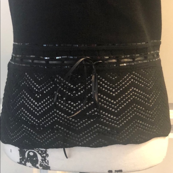 ST. JOHN Black Knit Tank With Crystals and Lace - Picture 3 of 7